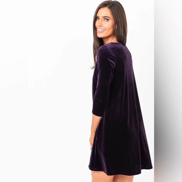Agnes & Dora Velvet Swing Tunic Dress in Deep Purple Women’s size XS - Picture 3 of 8